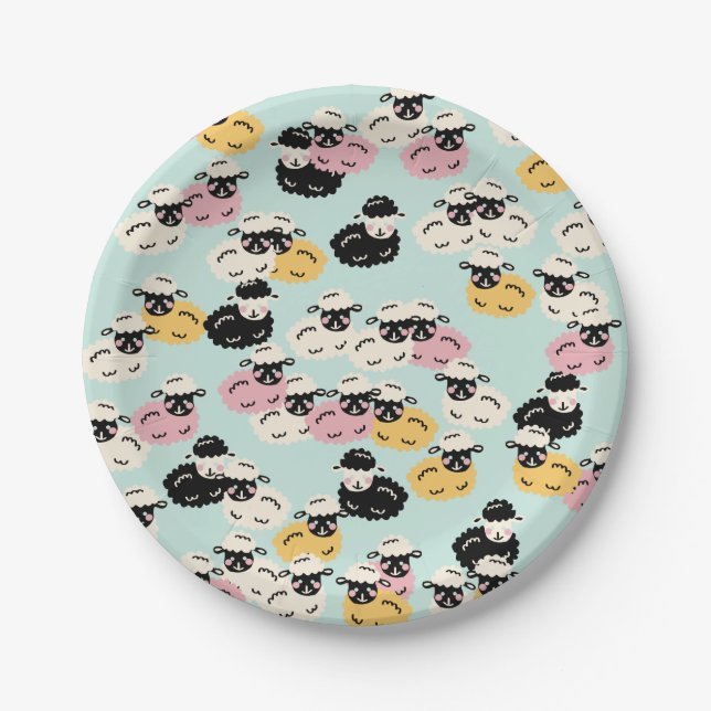 Cute Sheep Paper Plates (Front)