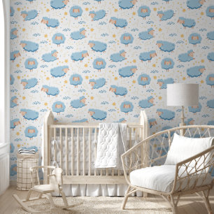 Cute Sheep Pattern Nursery Wallpaper