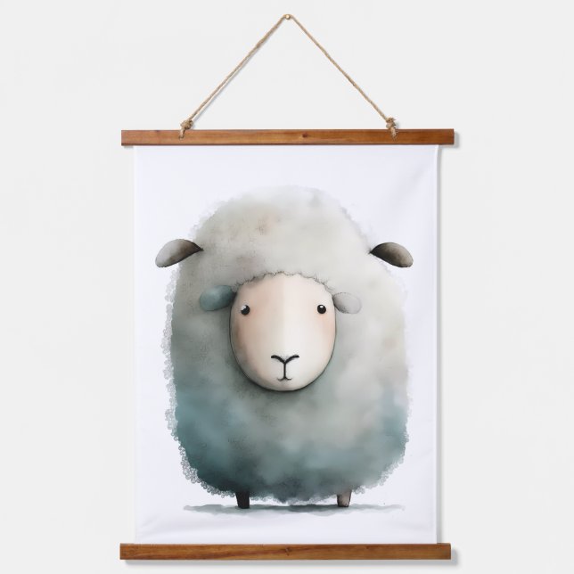 Cute Sheep Print Hanging Tapestry (Front)