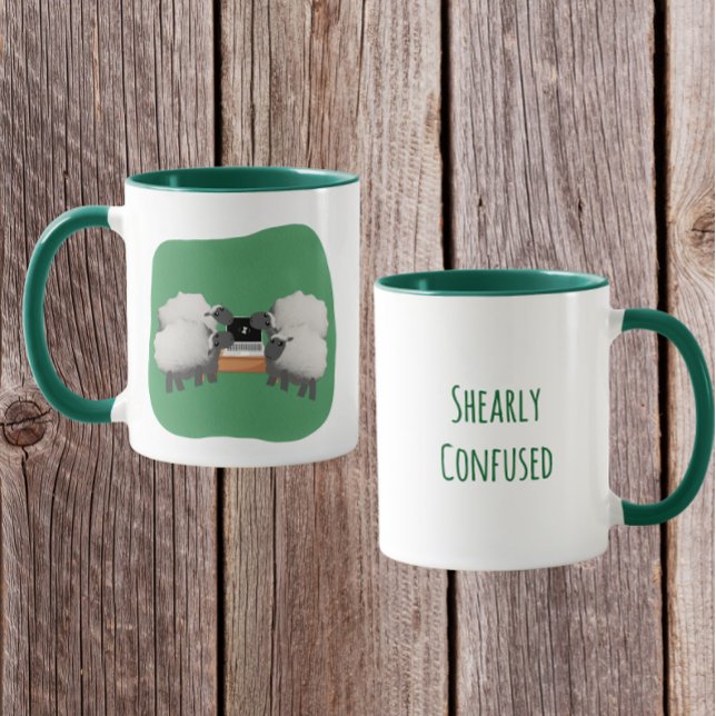 Cute Sheep Pun Design – Shearly Confused Mug (Creator Uploaded)