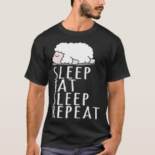 Cute sheep sleep eat repeat saying nightdress T-Shirt