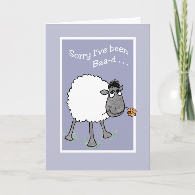 Cute Sheep, Sorry I've been Baa-d, Apology Card (Front)
