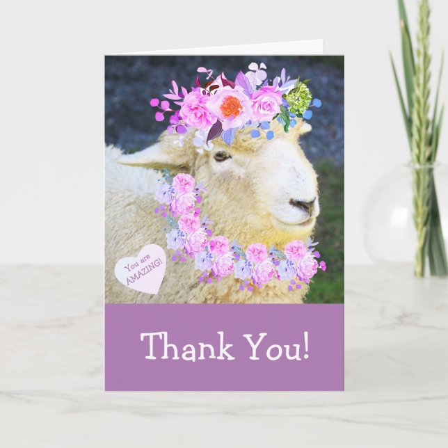 Cute Sheep Thank You Card (Front)