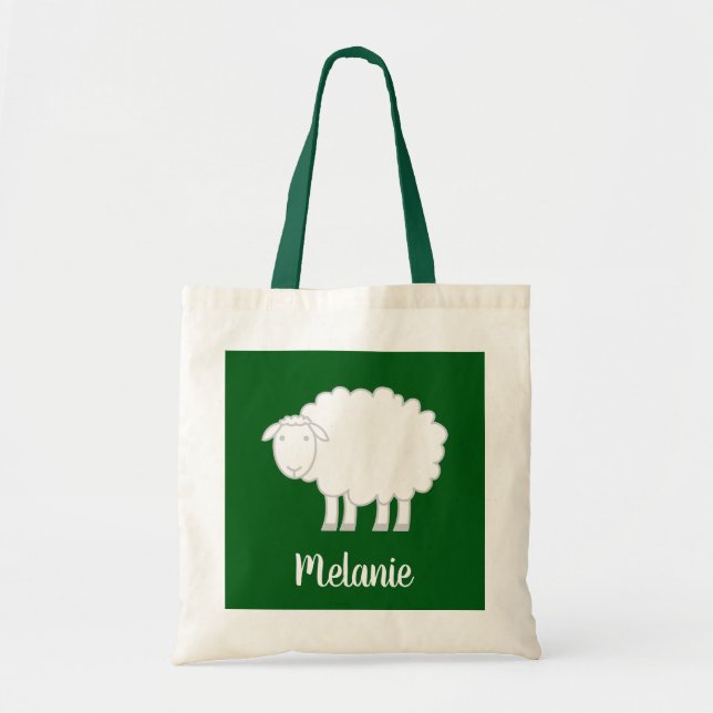 Cute sheep tote bag personalised for kids (Front)