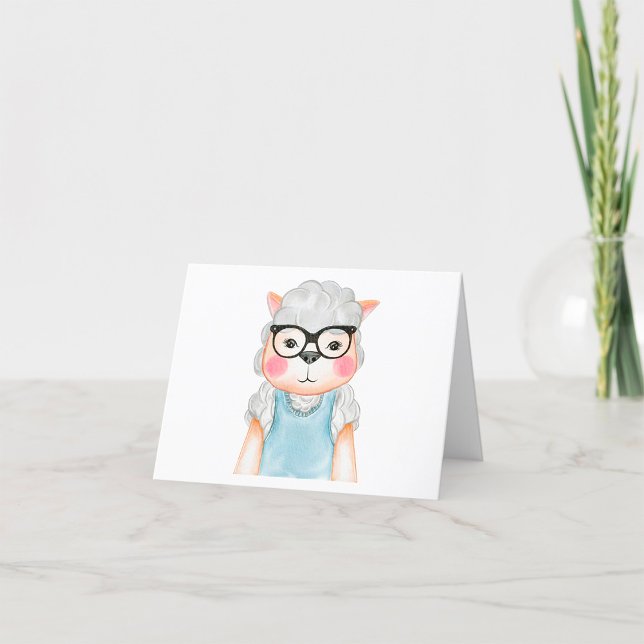 Cute Sheep Wearing Glasses Thank You Card (Creator Uploaded)