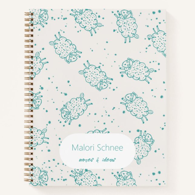 Cute Sheep – Whimsical Seamless Pattern Notebook (Front)