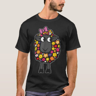 Cute Sheep With Flower Farming Lovers Funny Farmer T-Shirt