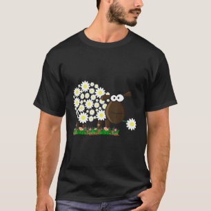 Cute sheep with flower wool for girls women T-Shirt