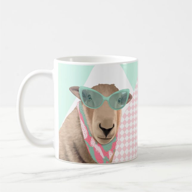 Cute Sheep With Glasses  Coffee Mug (Left)