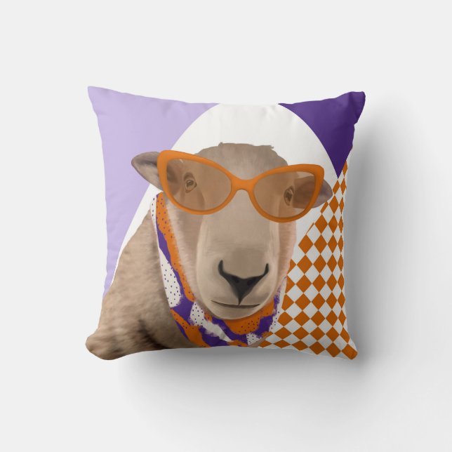 Cute Sheep With Glasses  Cushion (Front)