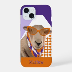 Cute Sheep With Glasses iPhone 15 Case