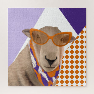 Cute Sheep With Glasses Jigsaw Puzzle