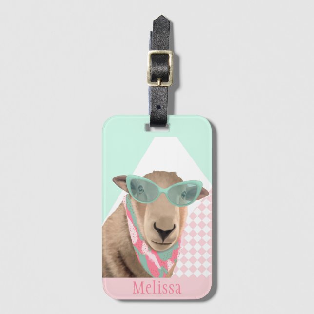 Cute Sheep With Glasses  Luggage Tag (Front Vertical)