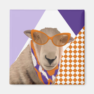Cute Sheep With Glasses  Magnet