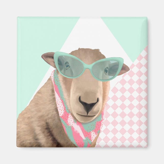 Cute Sheep With Glasses  Magnet (Front)