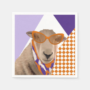 Cute Sheep With Glasses  Napkin