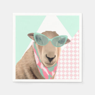 Cute Sheep With Glasses  Napkin