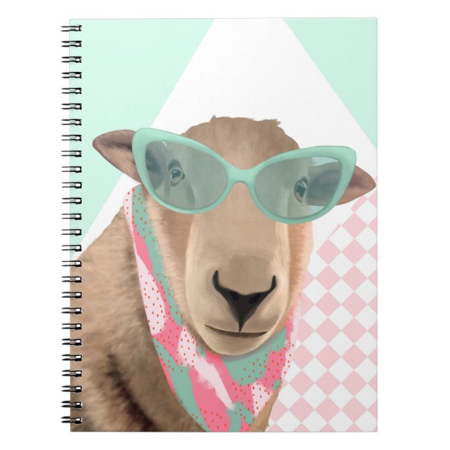 Cute Sheep With Glasses  Notebook (Front)
