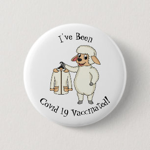 Cute sheep with jacket cartoon 6 cm round badge