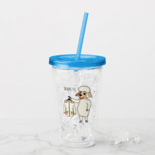 Cute sheep with jacket cartoon acrylic tumbler