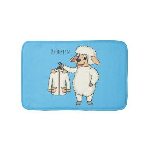 Cute sheep with jacket cartoon bath mat