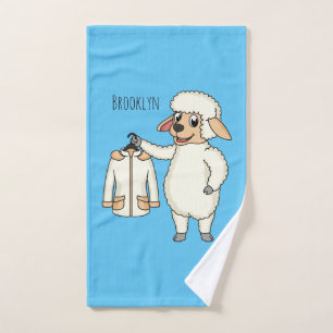 Cute sheep with jacket cartoon bath towel set