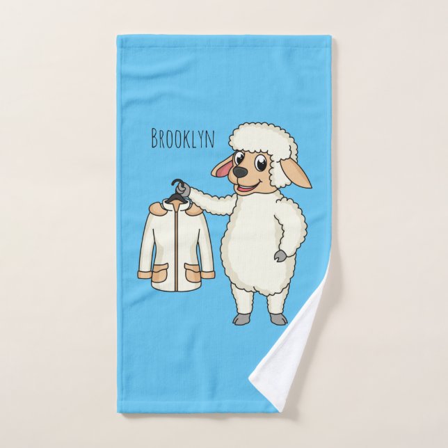 Cute sheep with jacket cartoon bath towel set (Hand Towel)