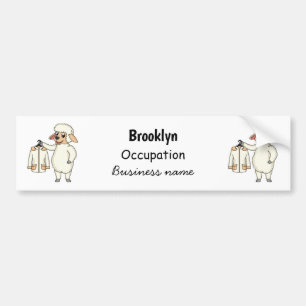 Cute sheep with jacket cartoon  bumper sticker