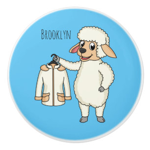 Cute sheep with jacket cartoon ceramic knob