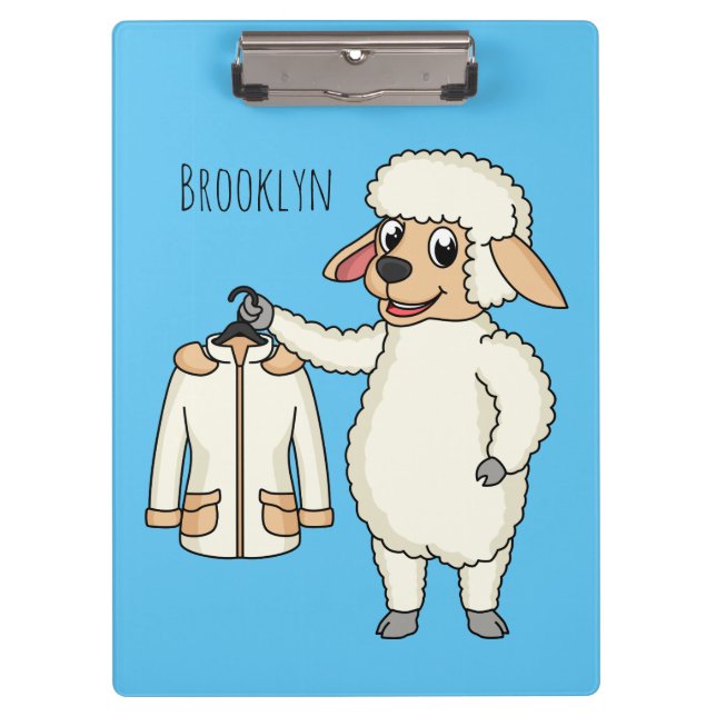 Cute sheep with jacket cartoon clipboard (Front)