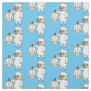 Cute sheep with jacket cartoon  fabric