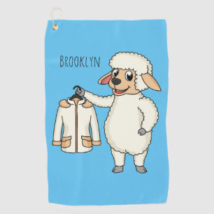 Cute sheep with jacket cartoon  golf towel
