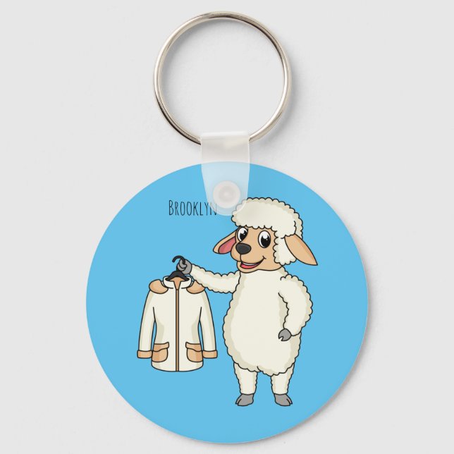 Cute sheep with jacket cartoon  key ring (Front)
