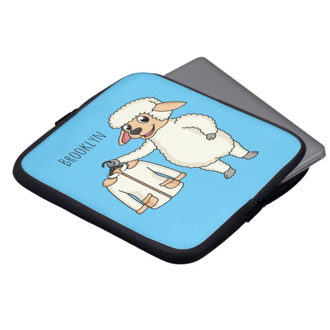 Cute sheep with jacket cartoon laptop sleeve (Front Top)