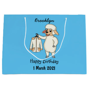 Cute sheep with jacket cartoon large gift bag