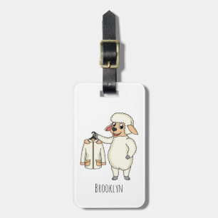 Cute sheep with jacket cartoon luggage tag