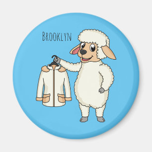 Cute sheep with jacket cartoon  magnet
