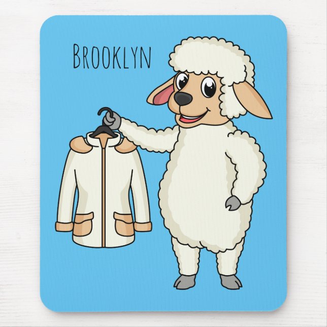 Cute sheep with jacket cartoon  mouse pad (Front)