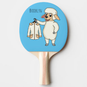 Cute sheep with jacket cartoon ping pong paddle