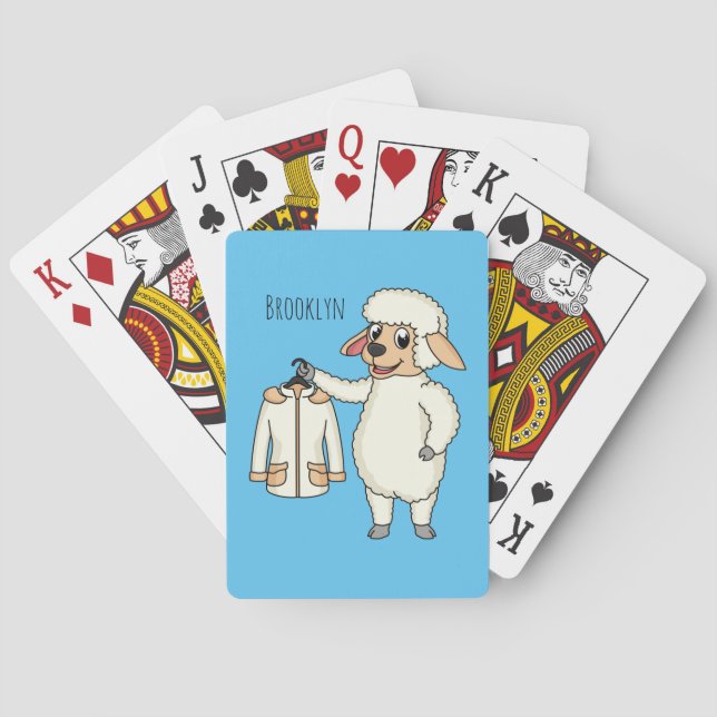 Cute sheep with jacket cartoon  playing cards (Back)