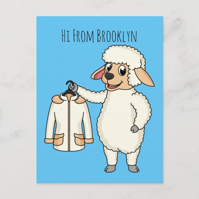 Cute sheep with jacket cartoon postcard (Front)