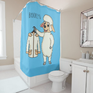 Cute sheep with jacket cartoon shower curtain