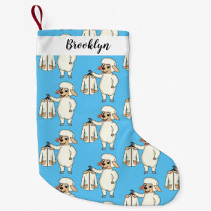 Cute sheep with jacket cartoon  small christmas stocking