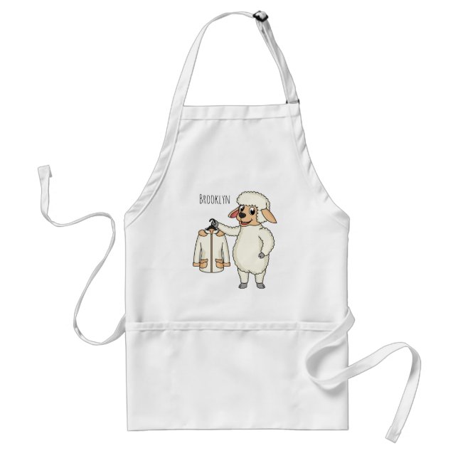 Cute sheep with jacket cartoon  standard apron (Front)