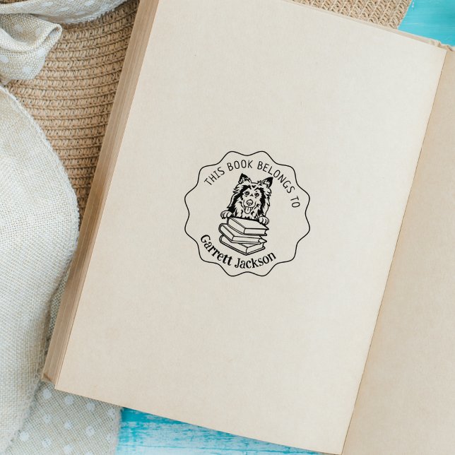  Cute Sheetland Sheepdog Book Rubber Stamp (Creator Uploaded)