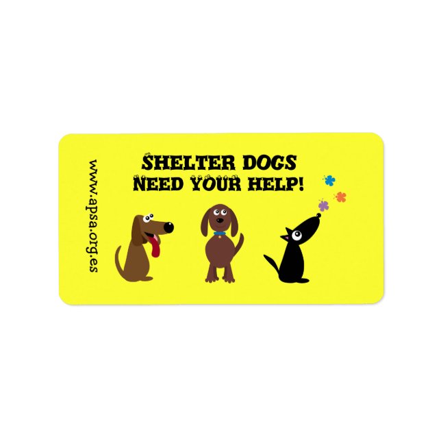 Cute Shelter Dogs Need Your Help Charity Label (Front)