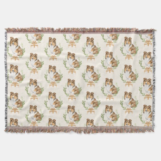 Cute Sheltie Dog Throw Blanket (Front)