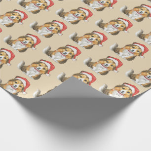Cute Sheltie in Santa's Hat Wrapping Paper