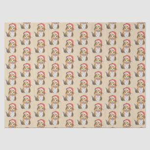 Cute Sheltie in Santa's Hat Wrapping Paper