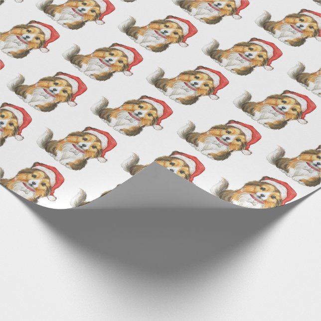 Cute Sheltie in Santa's Hat Wrapping Paper (Corner)